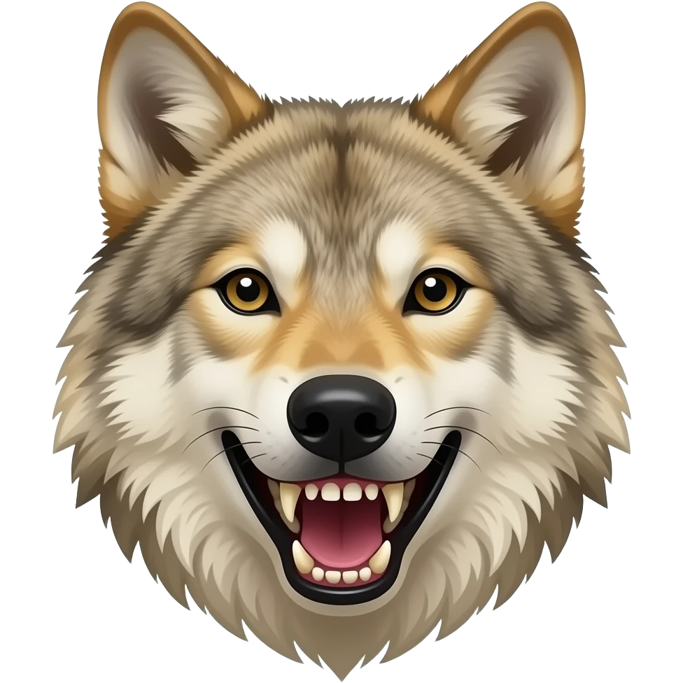 Baring fangs beige wolf head realistic emoji