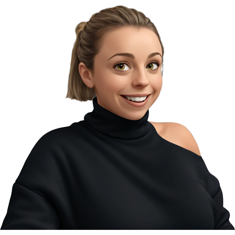 smiling girl in black sweater emoji