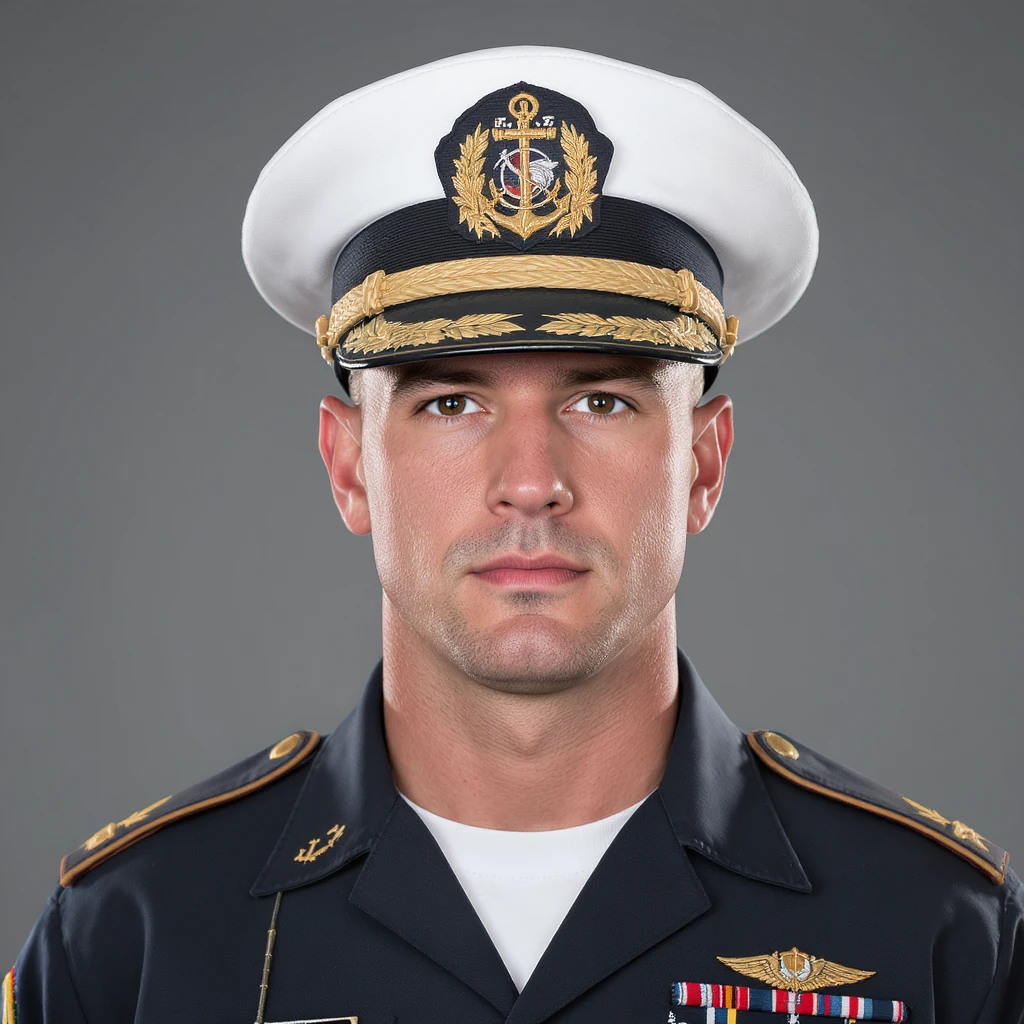 U.S. Navy Chief Petty Officer (E-7) insignia, realistic style, gold fouled anchor with silver USN, no background, transparent background requested but opaque used as default for style. emoji