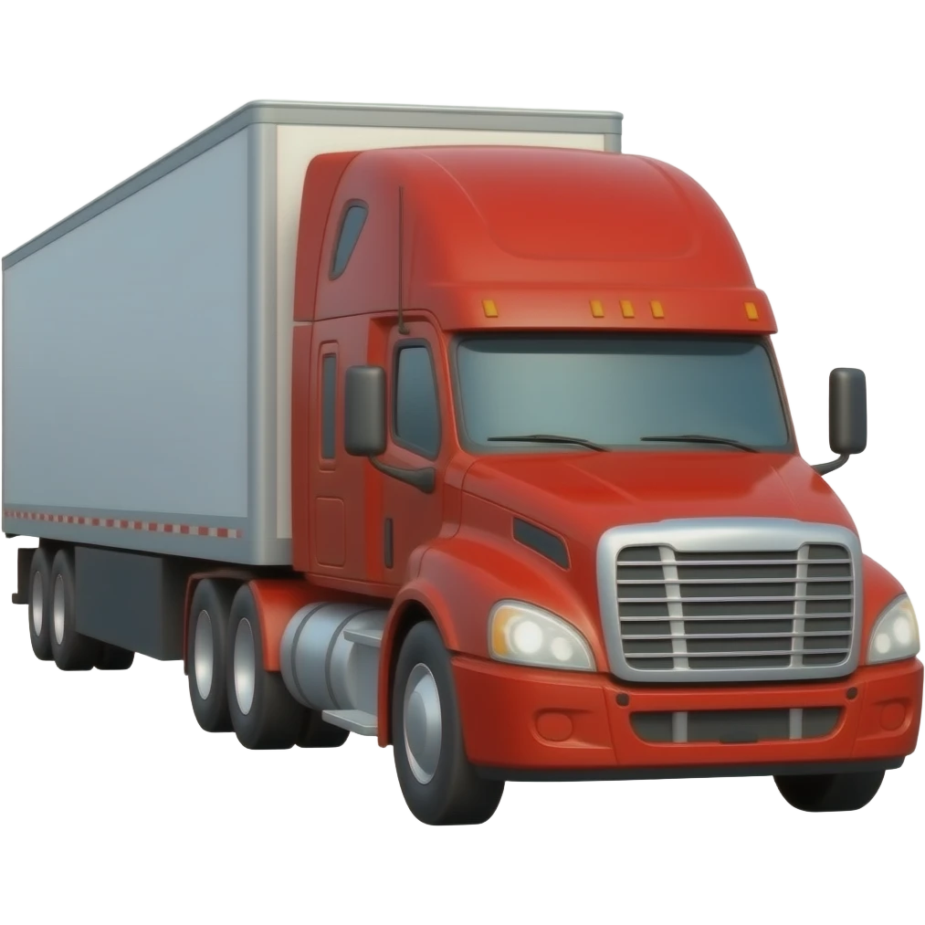 semi truck and trailer red driving to the right-2d emoji