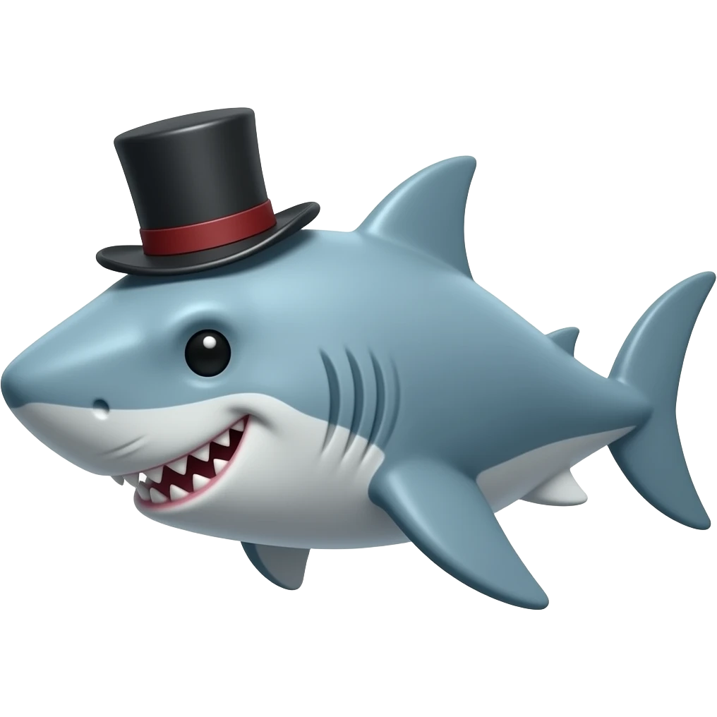 Shark with a top hat emoji