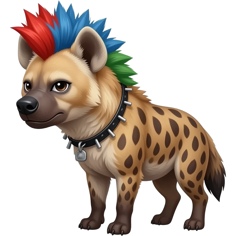 hyène punk cheveux rouge bleu vert qui est blasée emoji