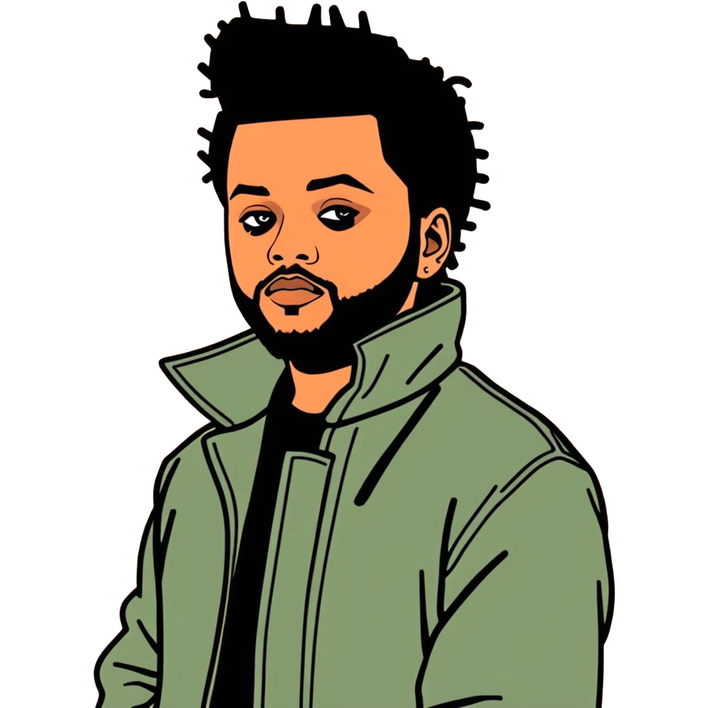2011 version of The Weeknd,  canadian celebrity and singer from Toronto, must be ultra hyperrealistic, and mirco-detailed, 3D sticker design
 Must be 8k hd, 8000x8000px resolution. Must use very thin transparent smooth lines emoji