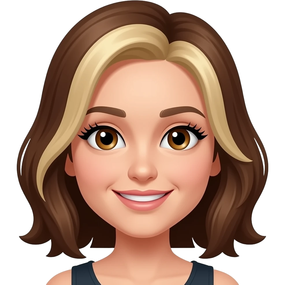 cheveux brun avec meche blonde yeux brun faux cils full face mini sourci emoji