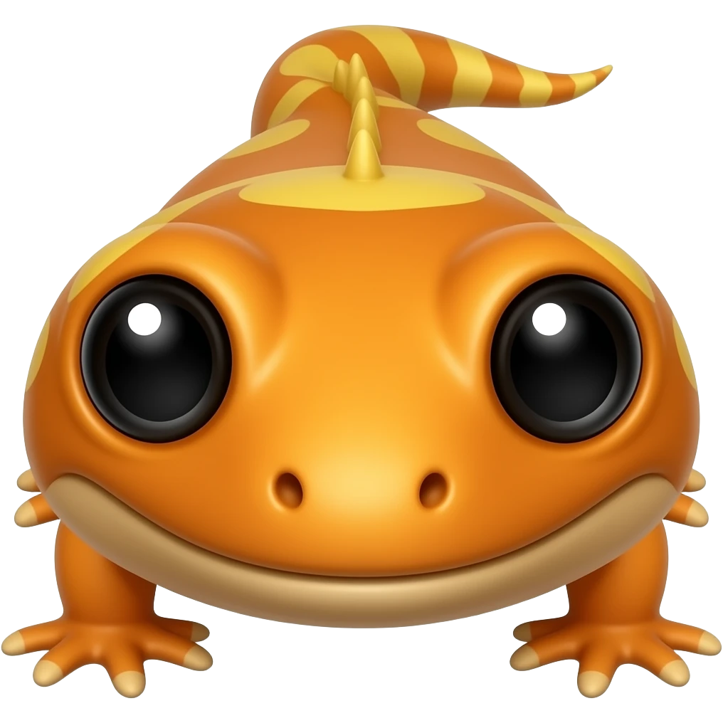 salamander face front view, flat design, thick outlines, bright orange emoji