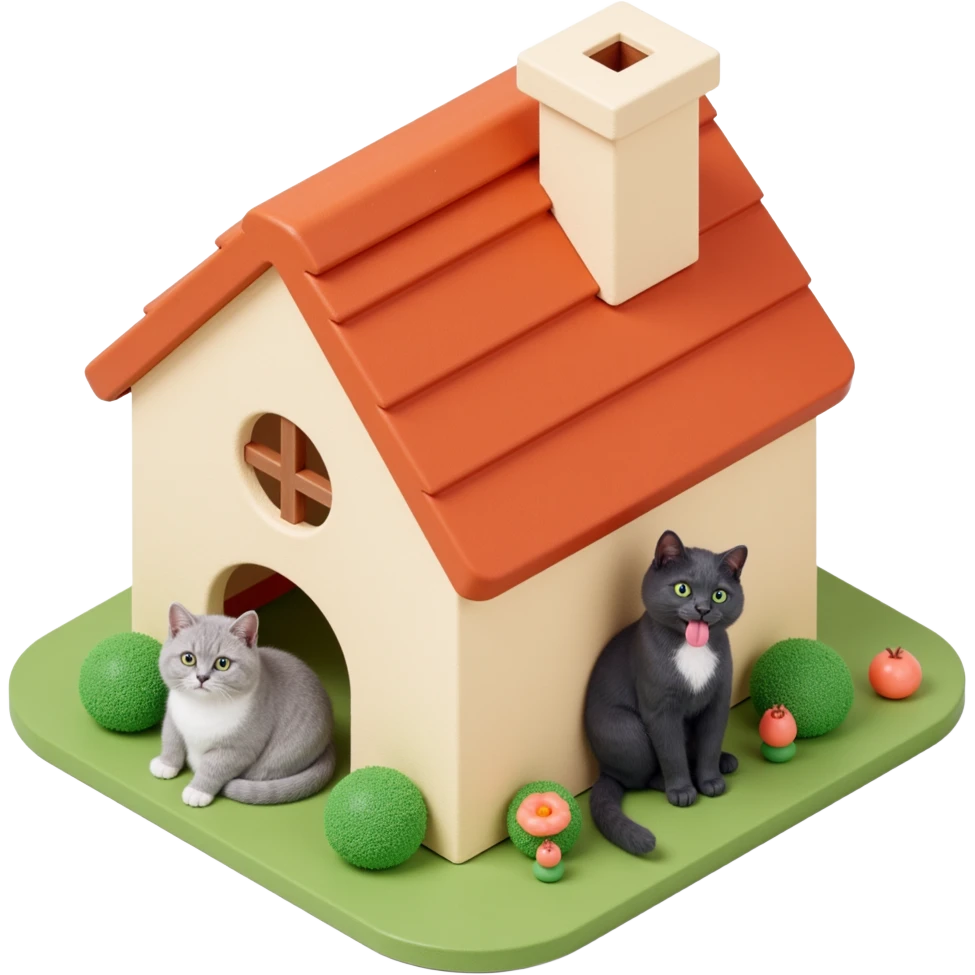 cats relaxing in a vertical playhouse emoji