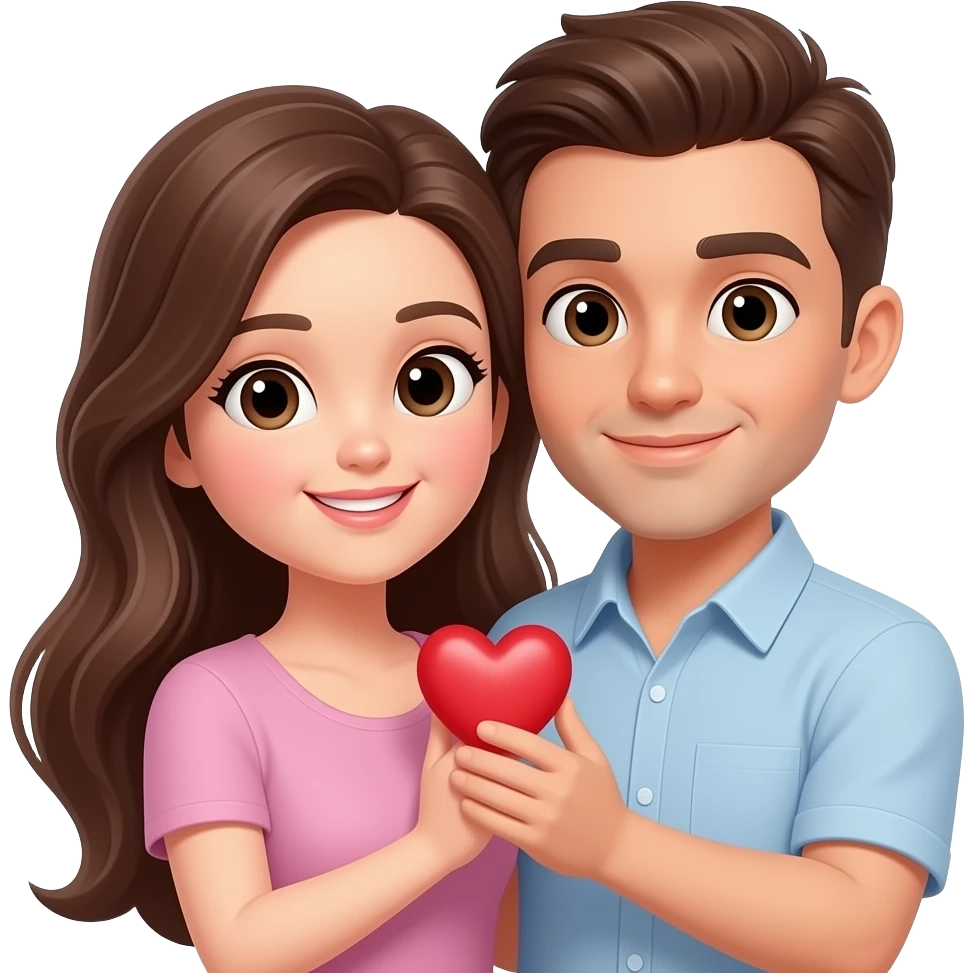brown haired guy and brown haired girl and they're in love emoji