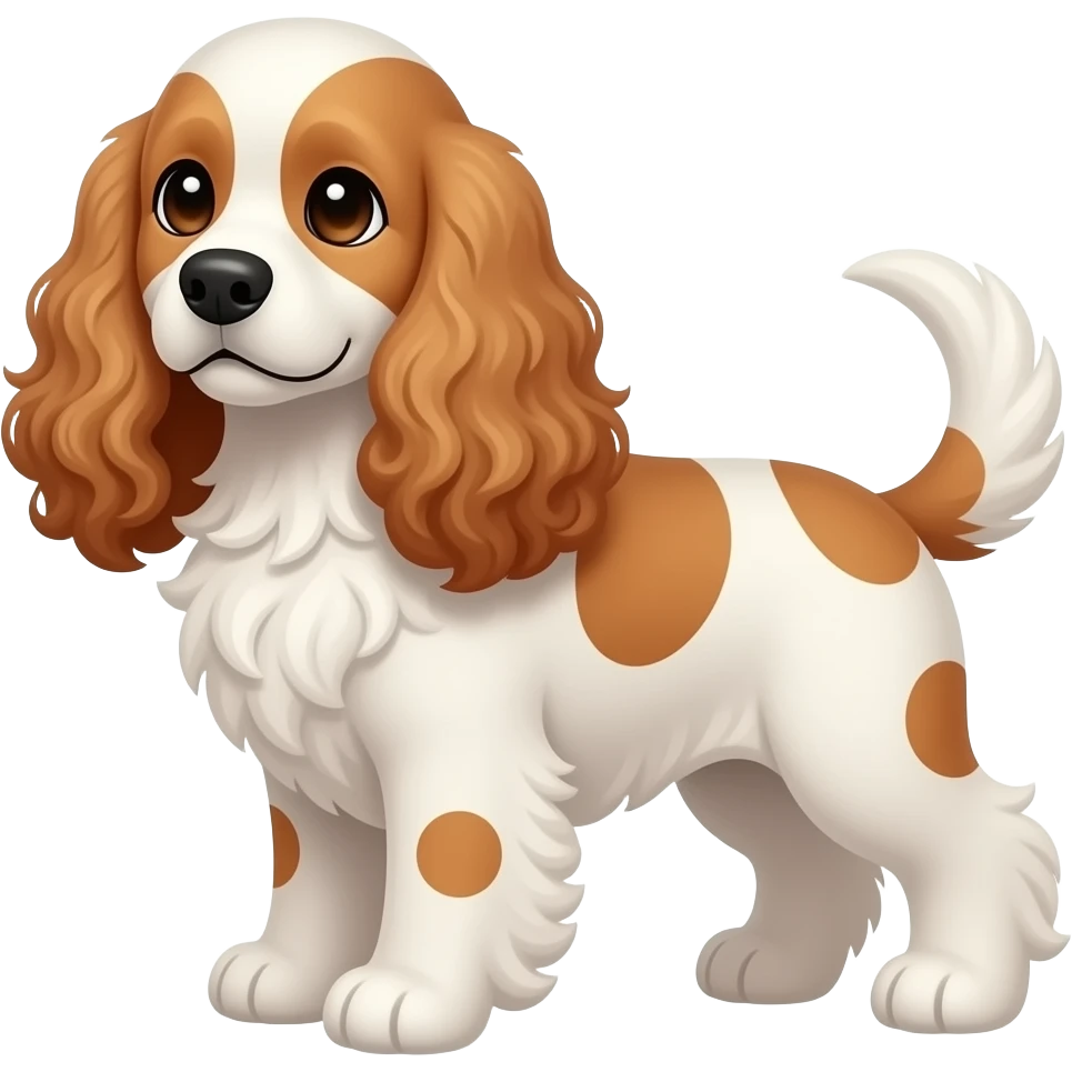 White beige red long curly ear cocker spaniel emoji