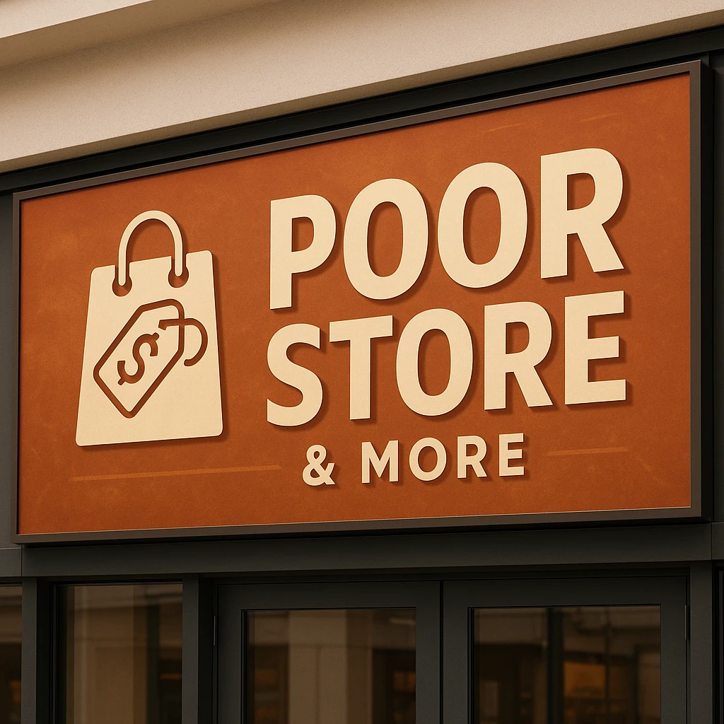 Convince store named Poor Store & More emoji