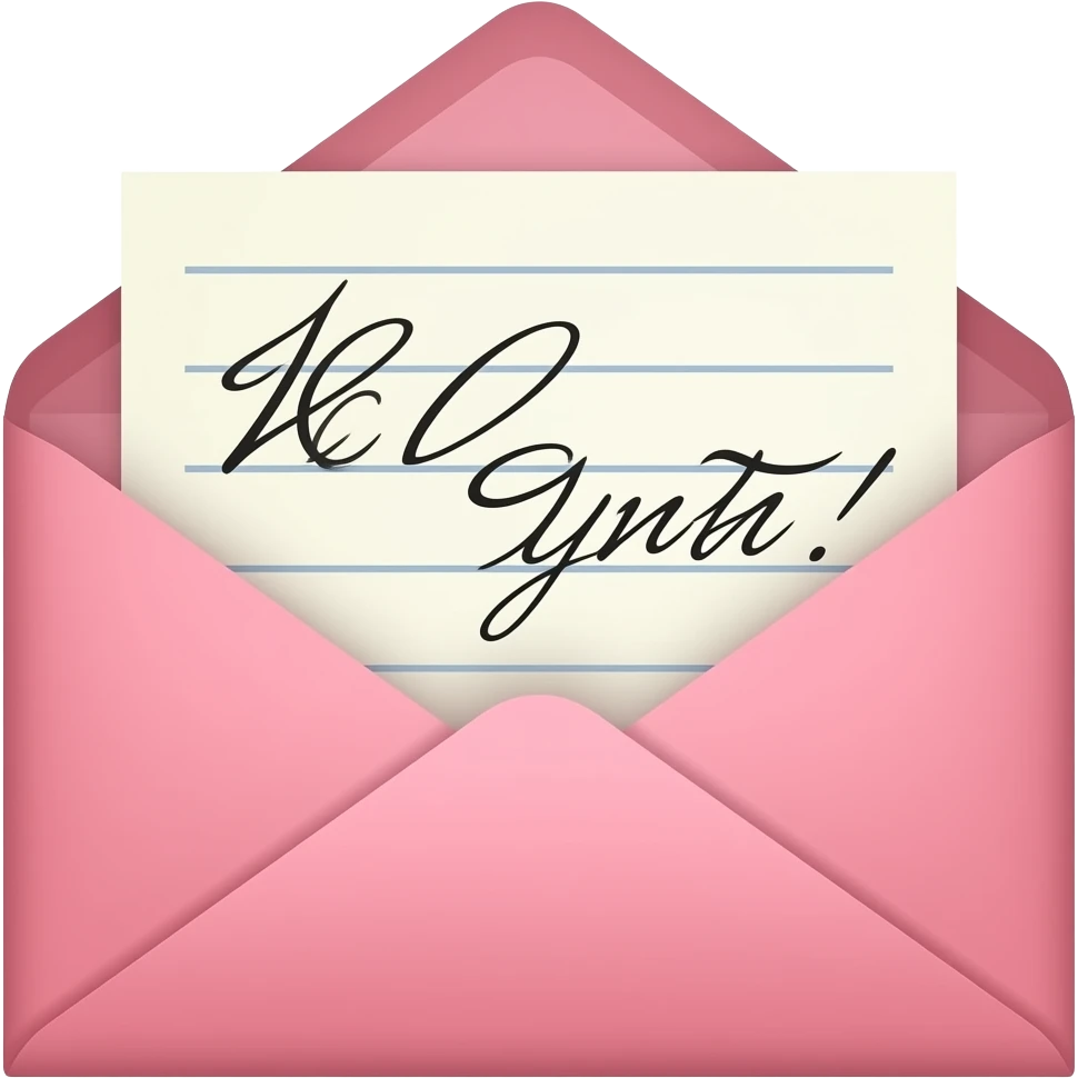 розовые конверты милые открытый с запиской emoji