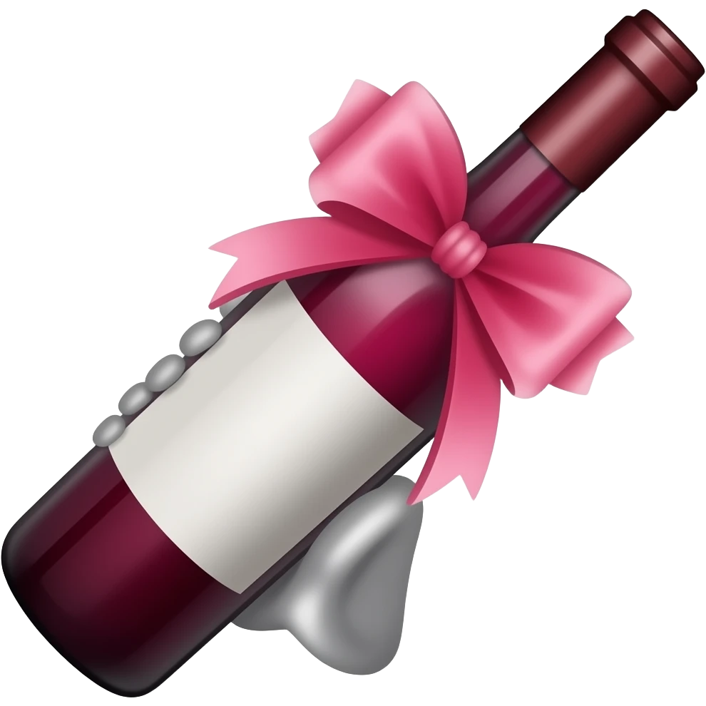 Make the wine red and the bow pink emoji