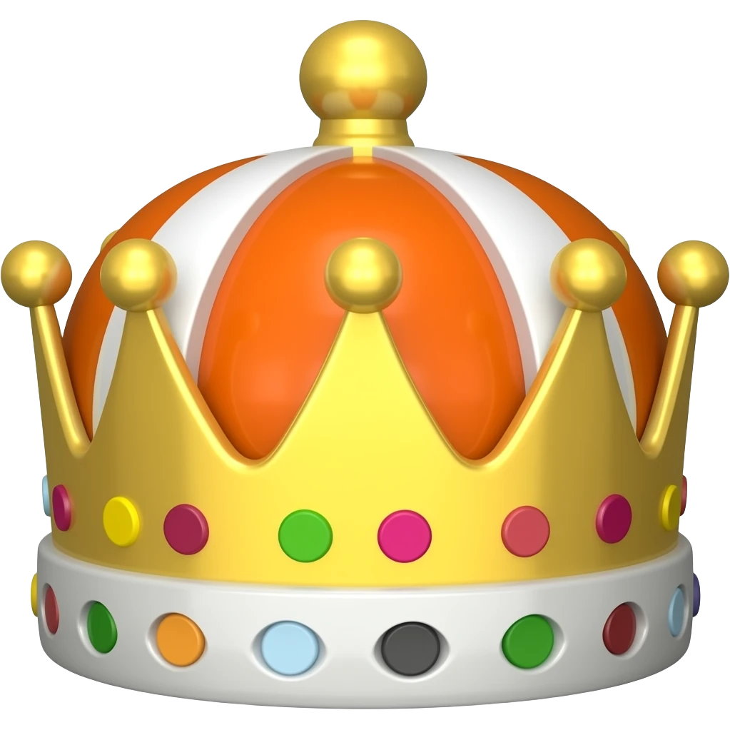 Orange cap on crown emoji