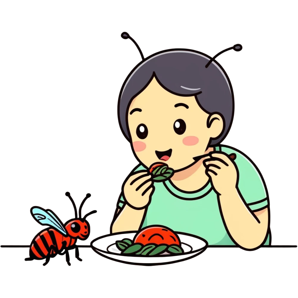 Mom eating bug emoji