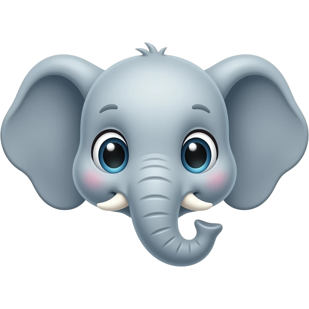 really cute baby elephant face with huge ears and big eyes emoji