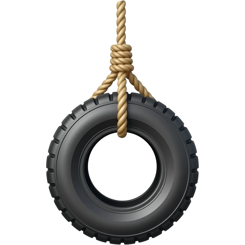 tyre swing hanging with rope tow sides emoji