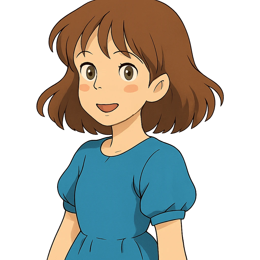 ghibli style cute girl with brown hair emoji