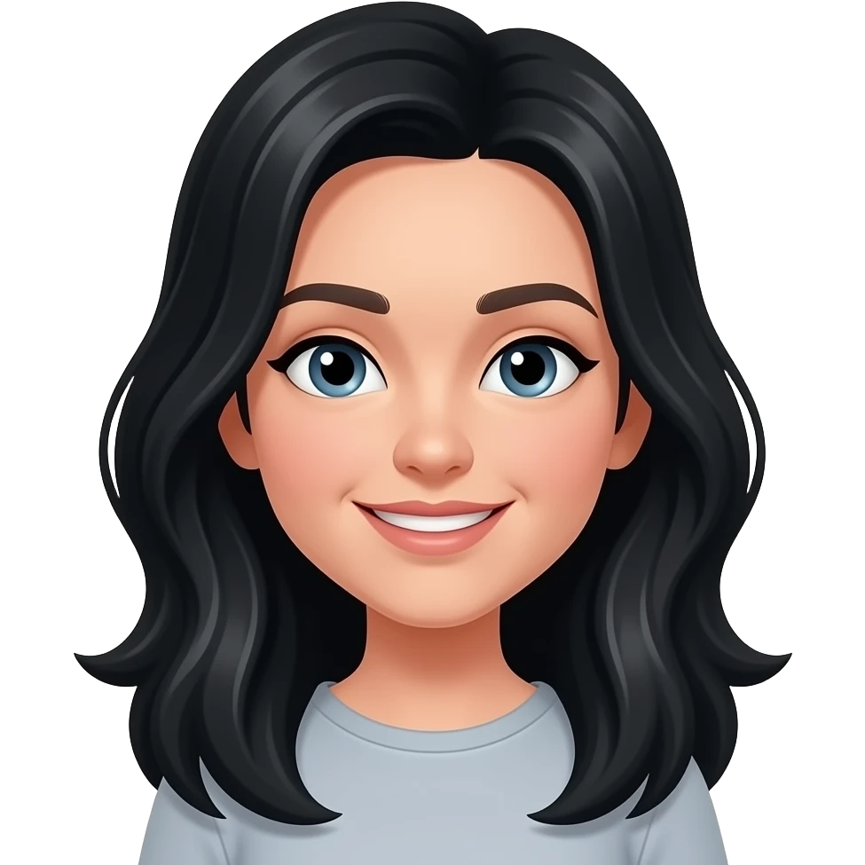 A person with black long hair and has a Rae emoji