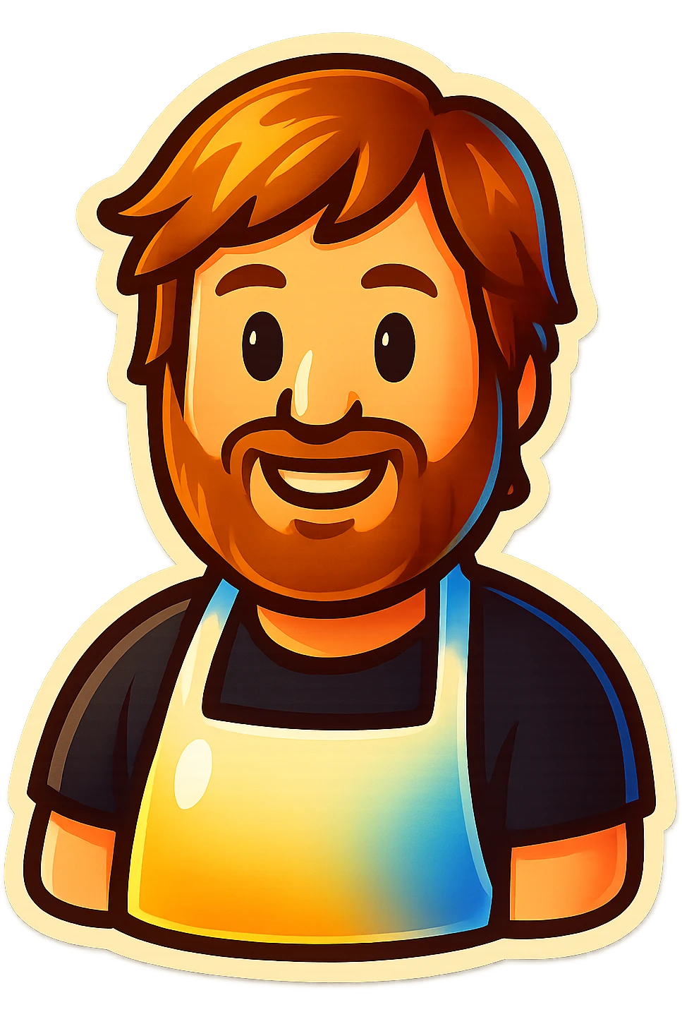 Create an emoji based on this person's appearance. Use a fun, expressive style suitable for emoji, in a retro stickers style. emoji