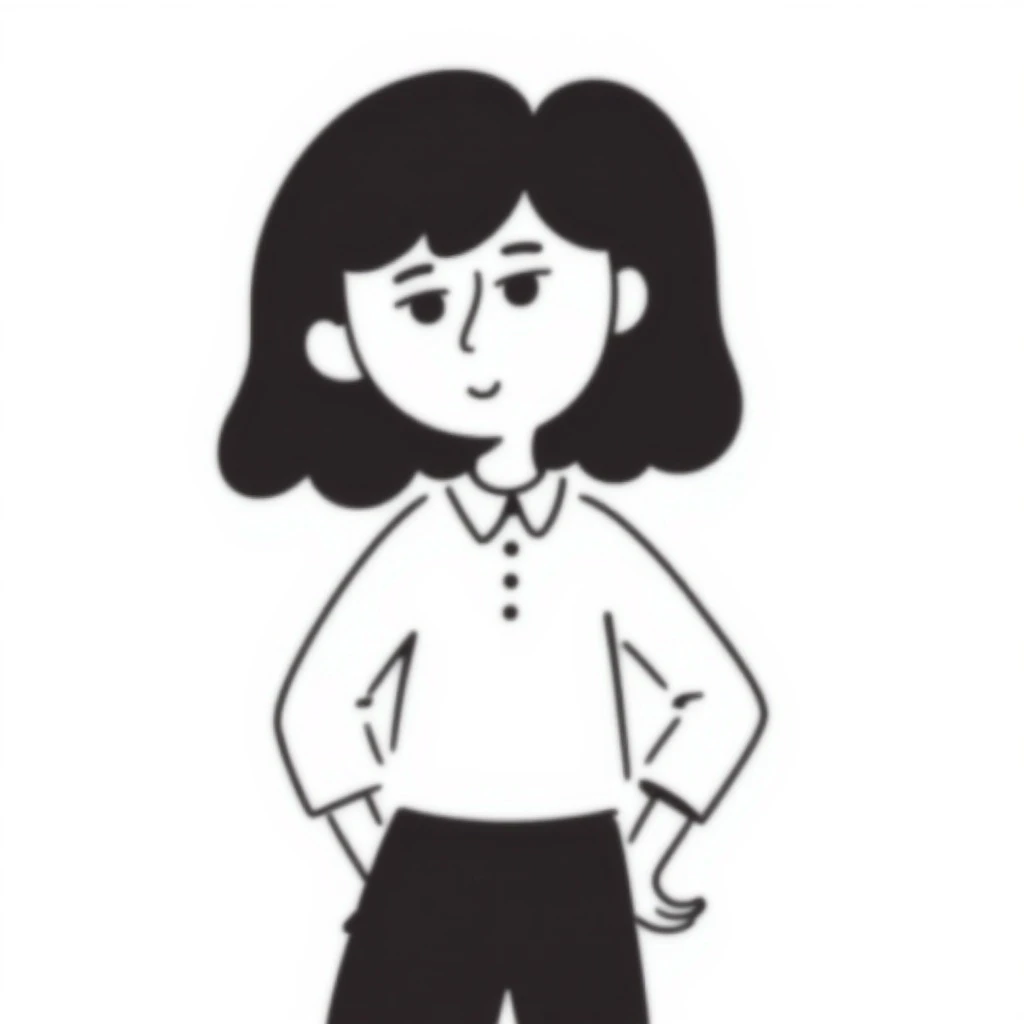 a girl looking confused, hand drawn doodle style emoji
