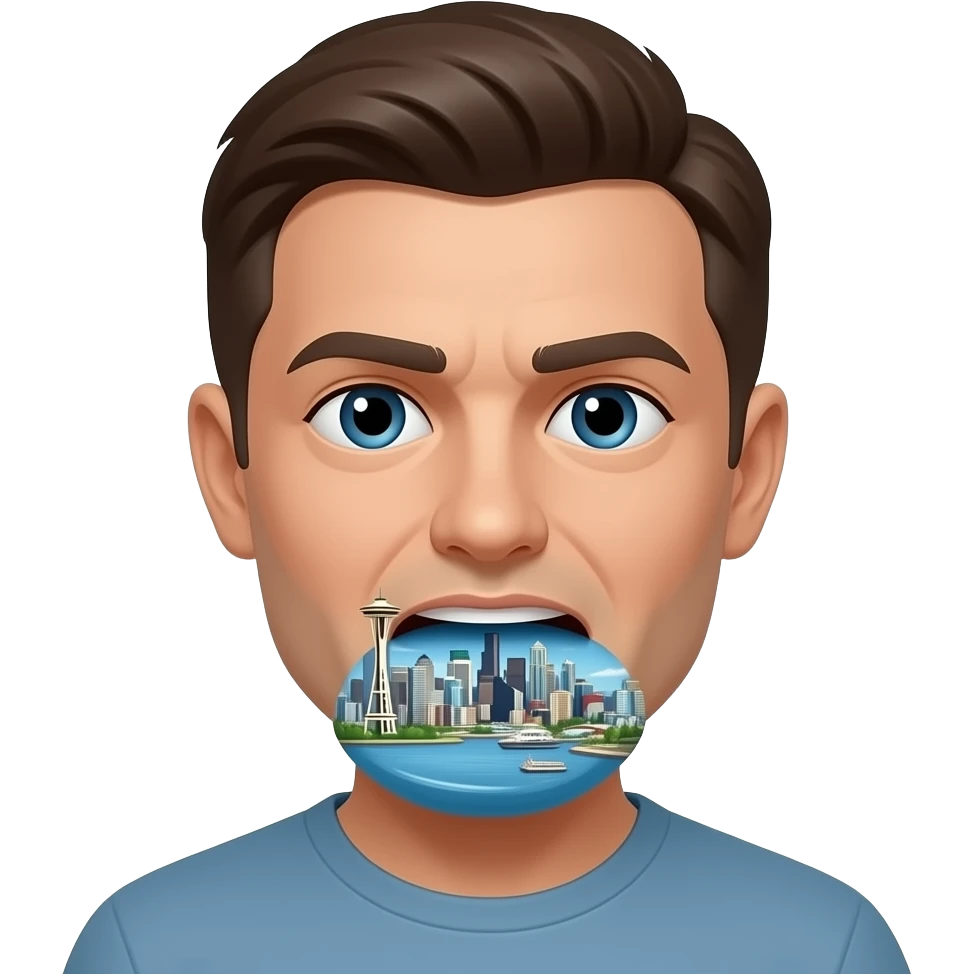 someone swallowing seattle emoji