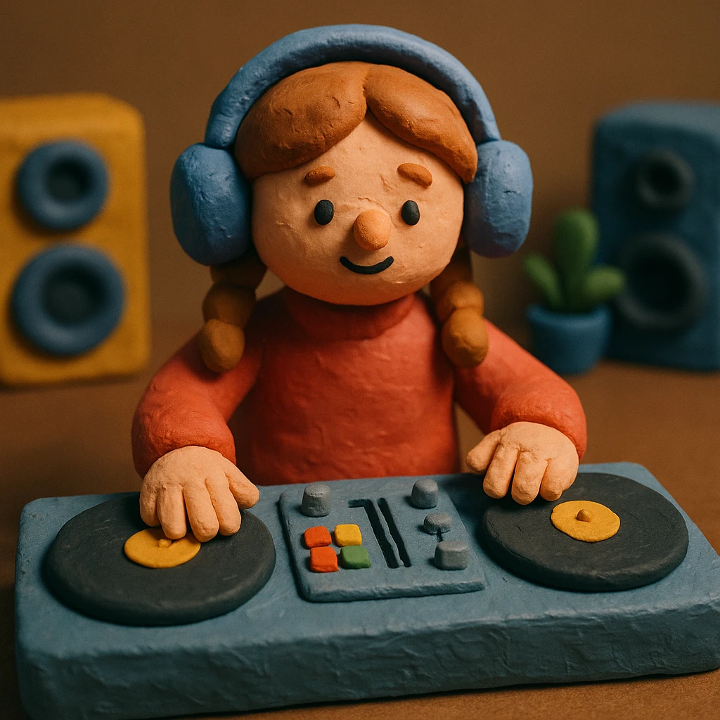 girl playing DJ set emoji