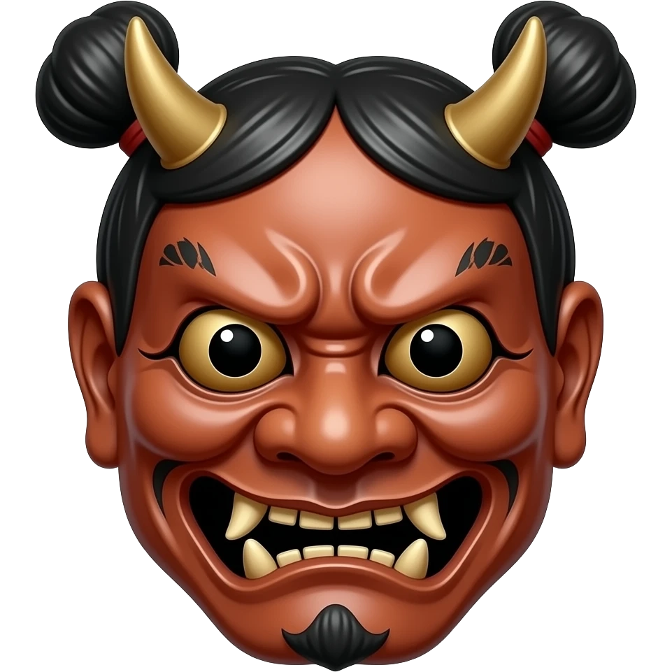 Female Japanese ogre mask with small top pigtails emoji