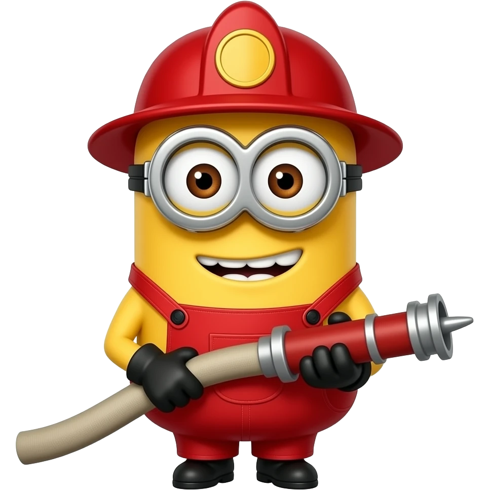 pink skinned Minion as a firefighter emoji