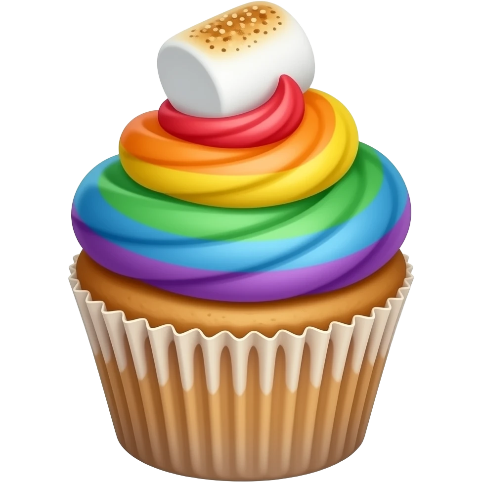 Rainbow strawberry toasted marshmallow mixed cupcake emoji