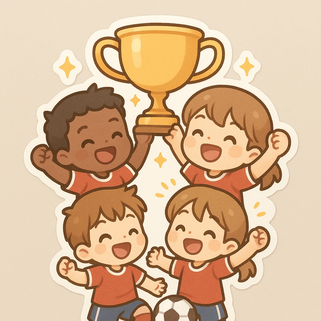 team celebrating with trophy emoji