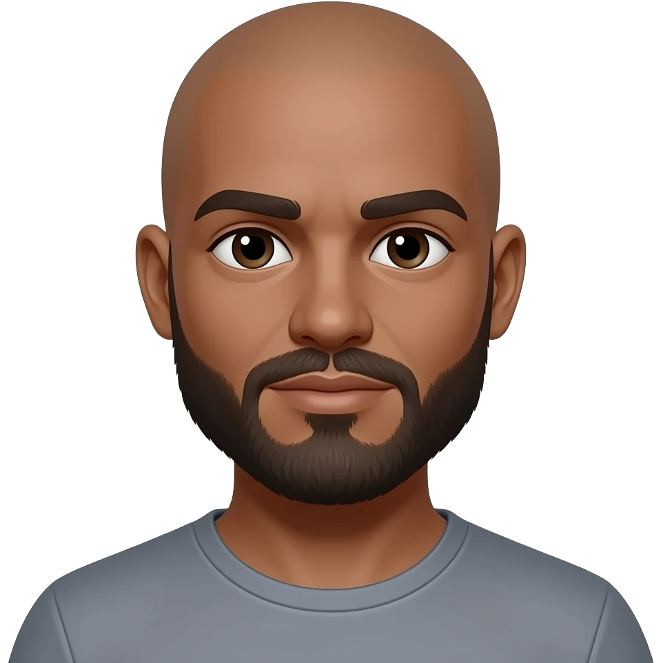 Hairless brown skin man with beard emoji