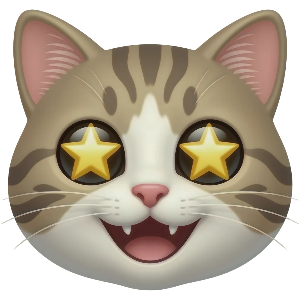 Cat emoji smiling with gold star eyes emoji