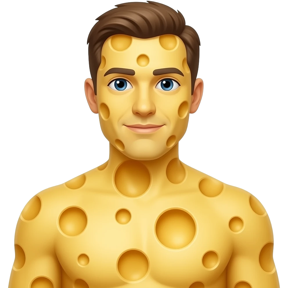 A man combined with cheese everywhere no skin whole body emoji