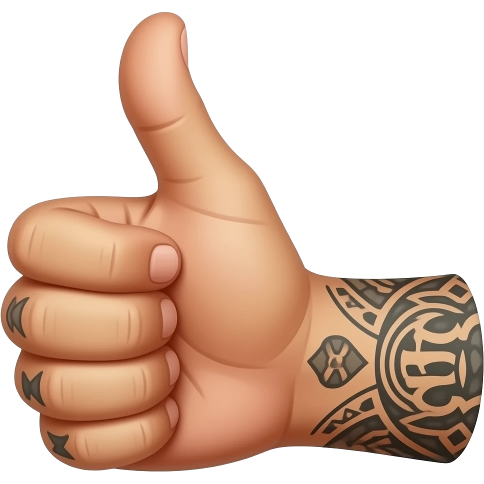 Latino man hand thumbs up with tattoos emoji