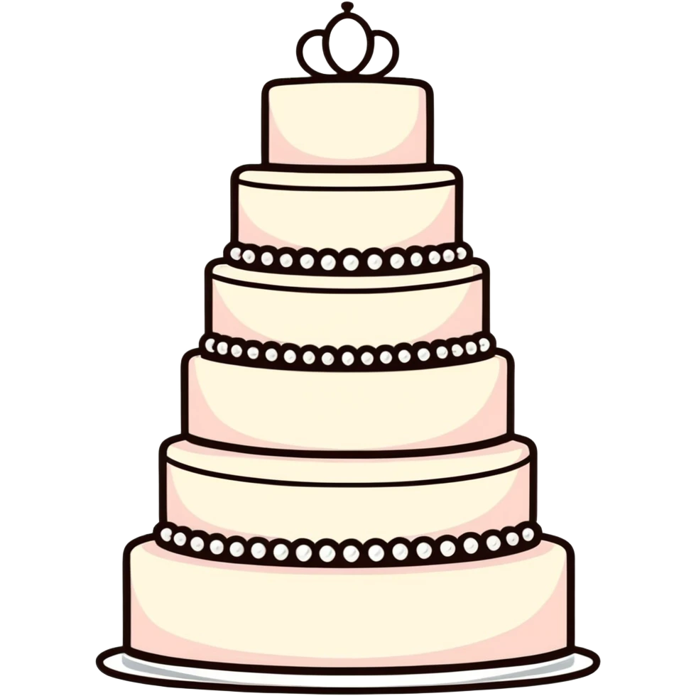 elegant multi-tier light pink wedding cake with pearl decorations emoji