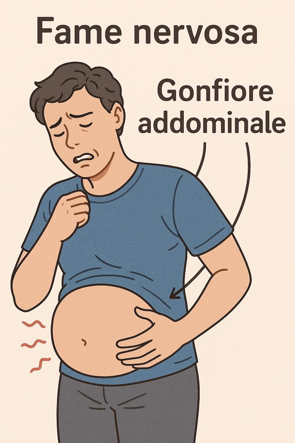 fame nervosa gonfiore addominale in italiano emoji