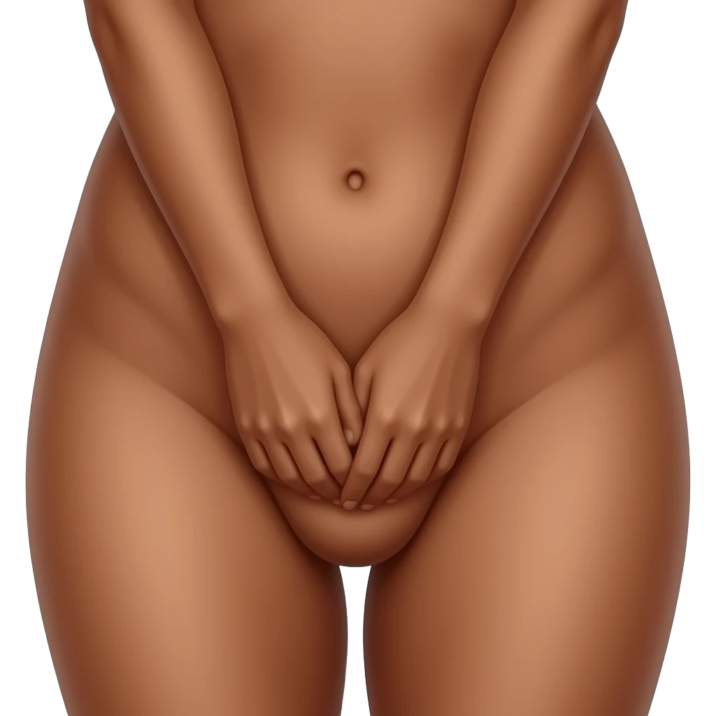 Make a naked black girl showing her pussy emoji