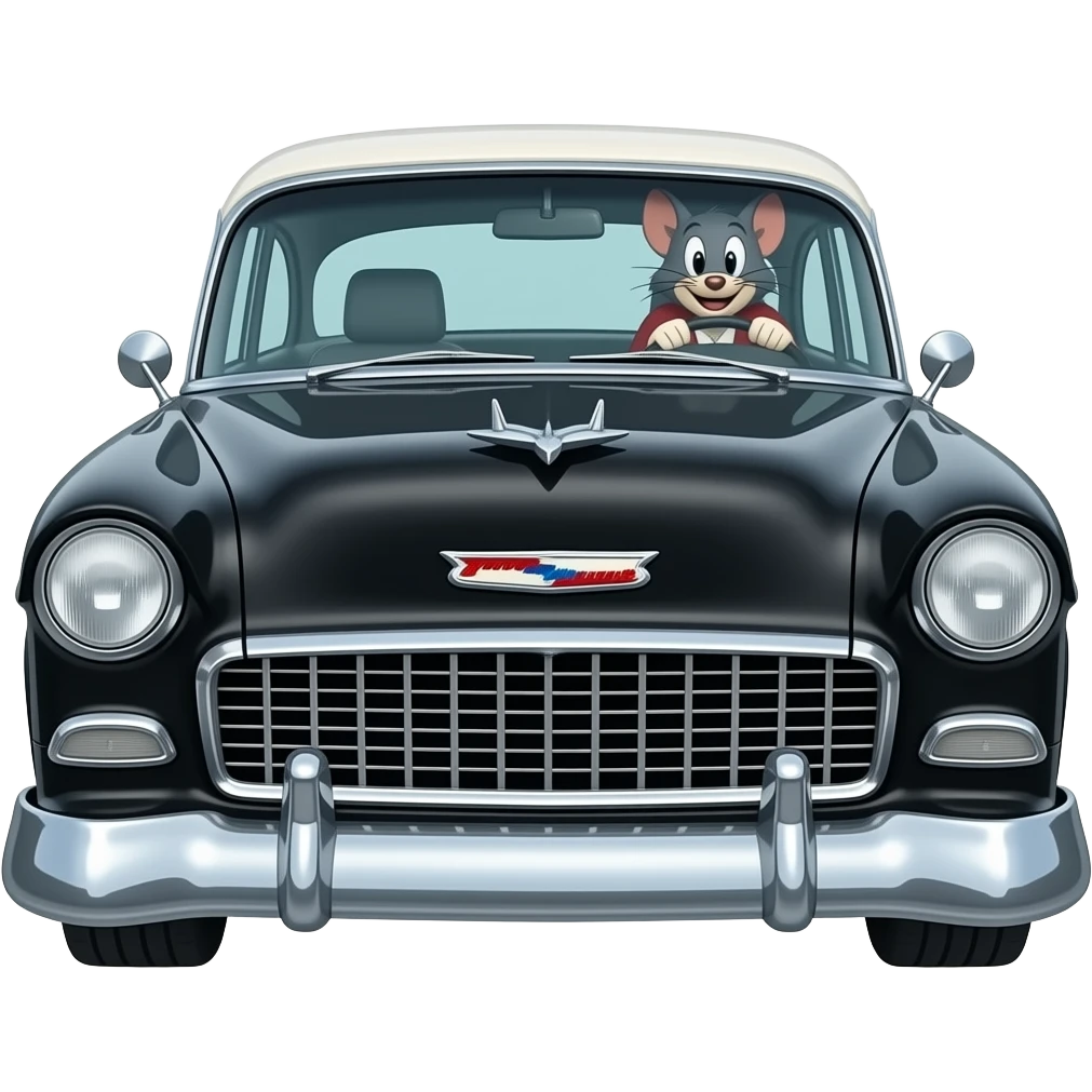 ratfink driving blavk1955 chevy emoji