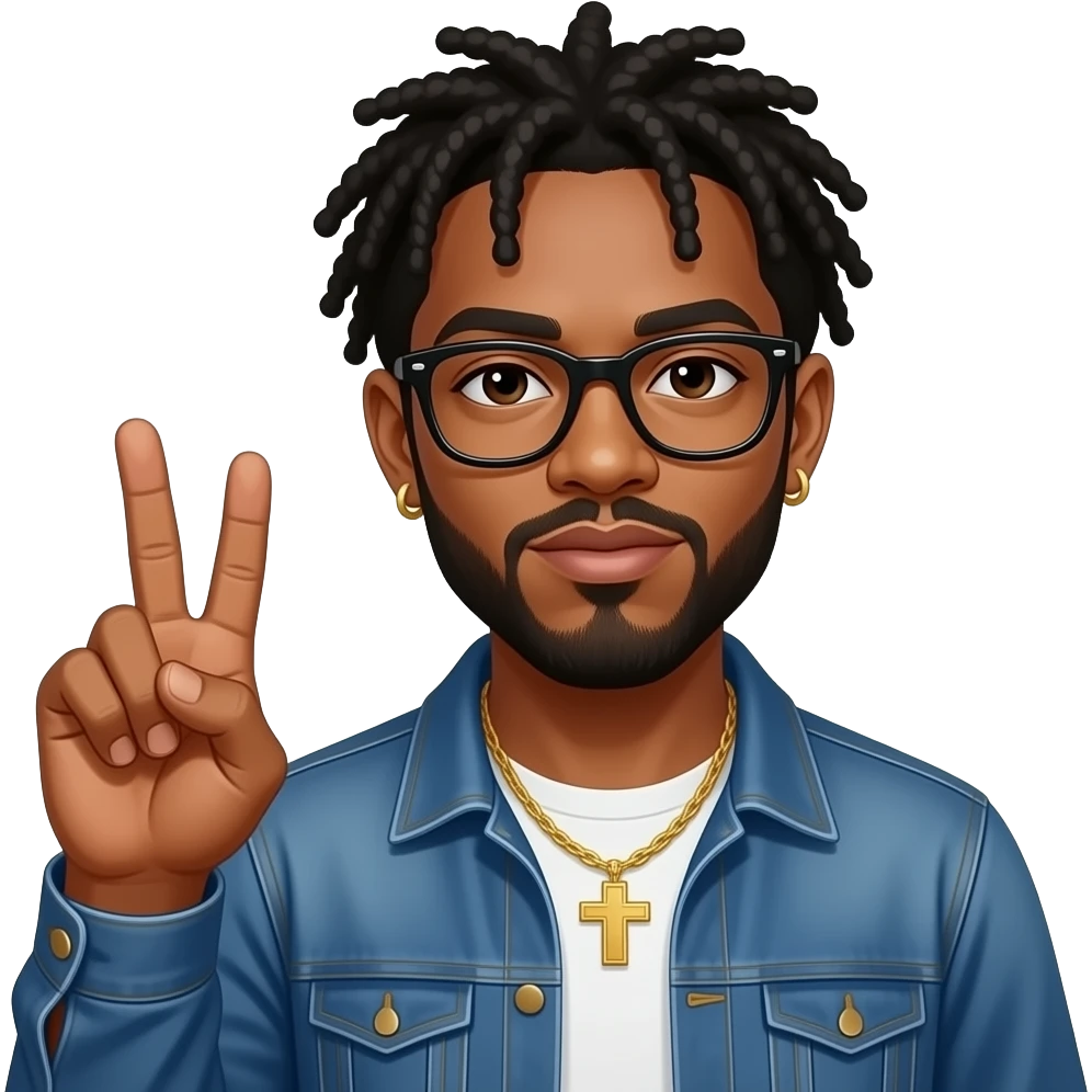 Un reguetonero haciendo las seña de te estoy viendo o que señale emoji