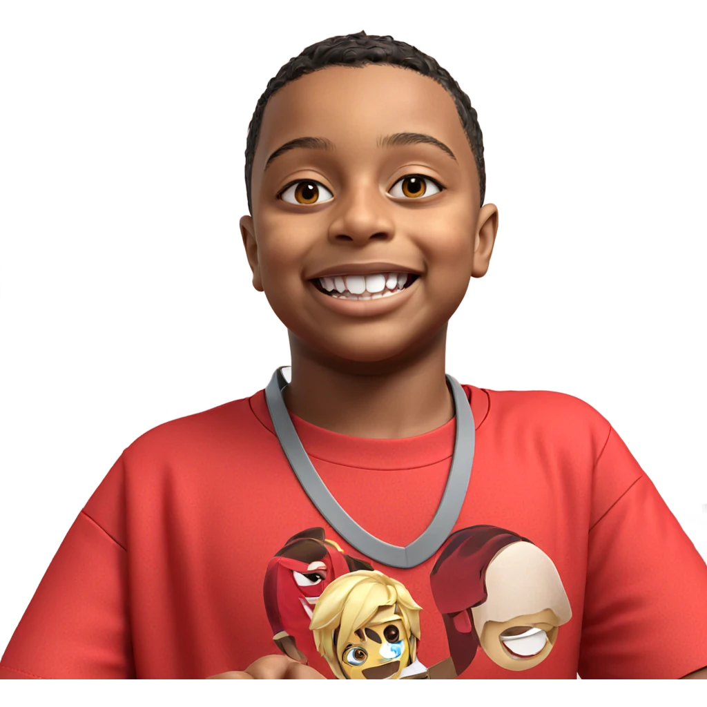 smiling boy in red shirt emoji