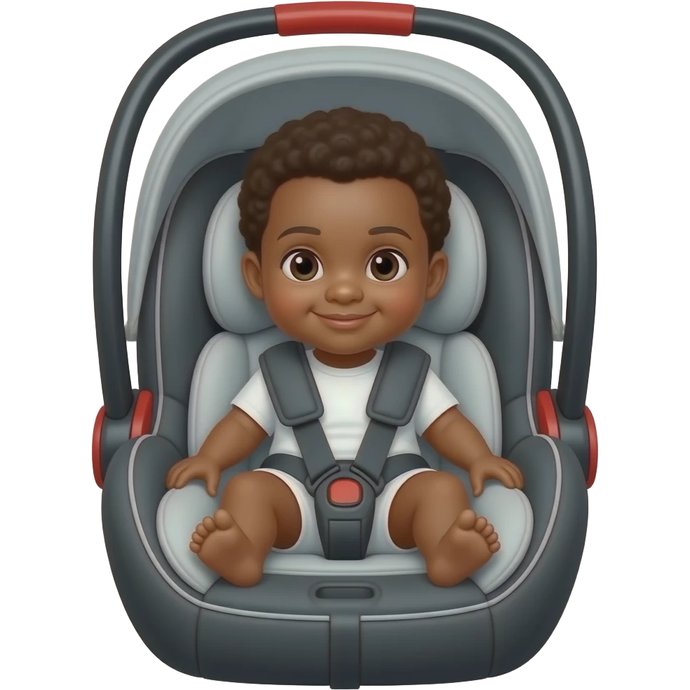 Infant car seat with African American  baby emoji
