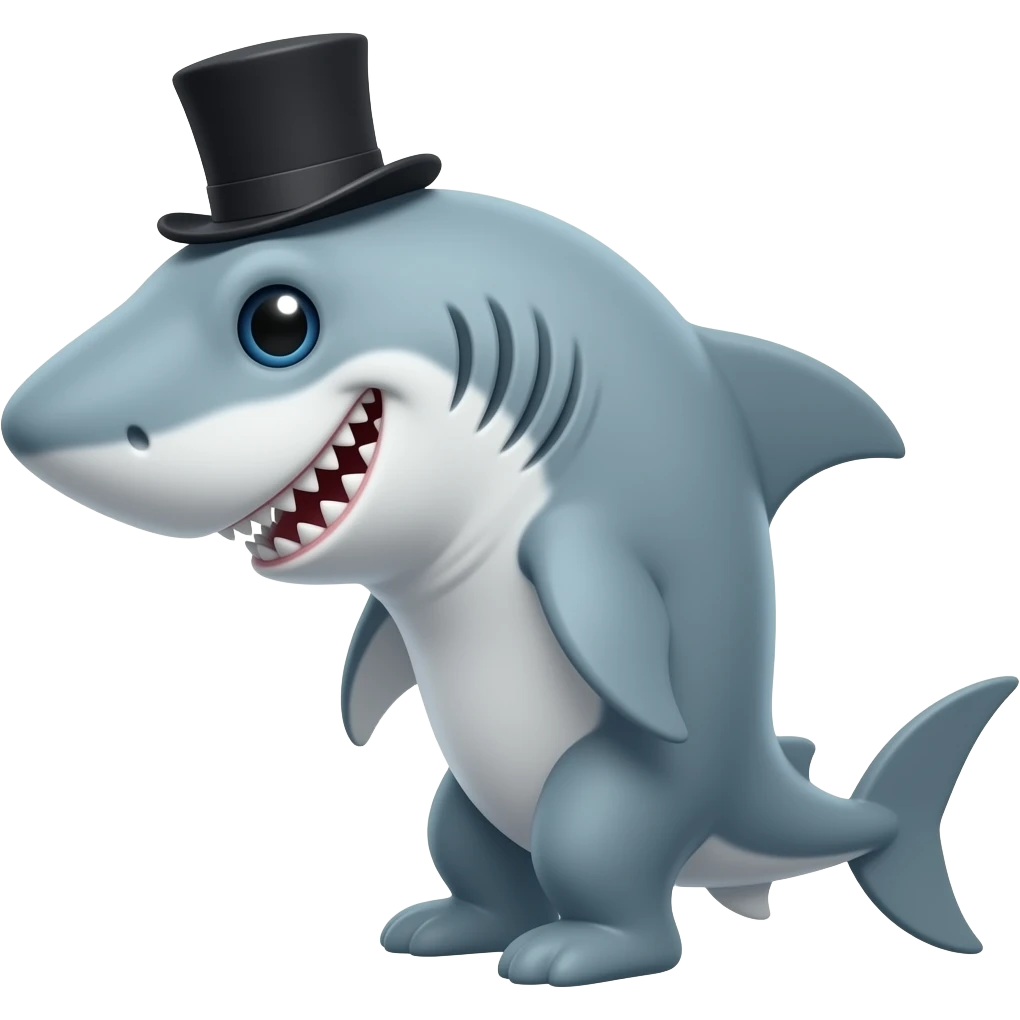 Shark with a top hat emoji