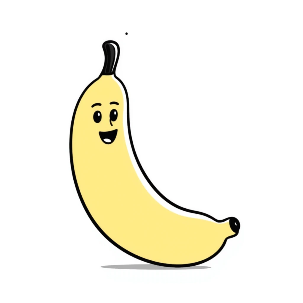 banana with a smiley face emoji