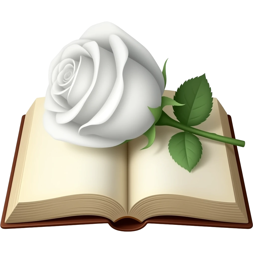 aesthetic bible open with white roses laying on it emoji