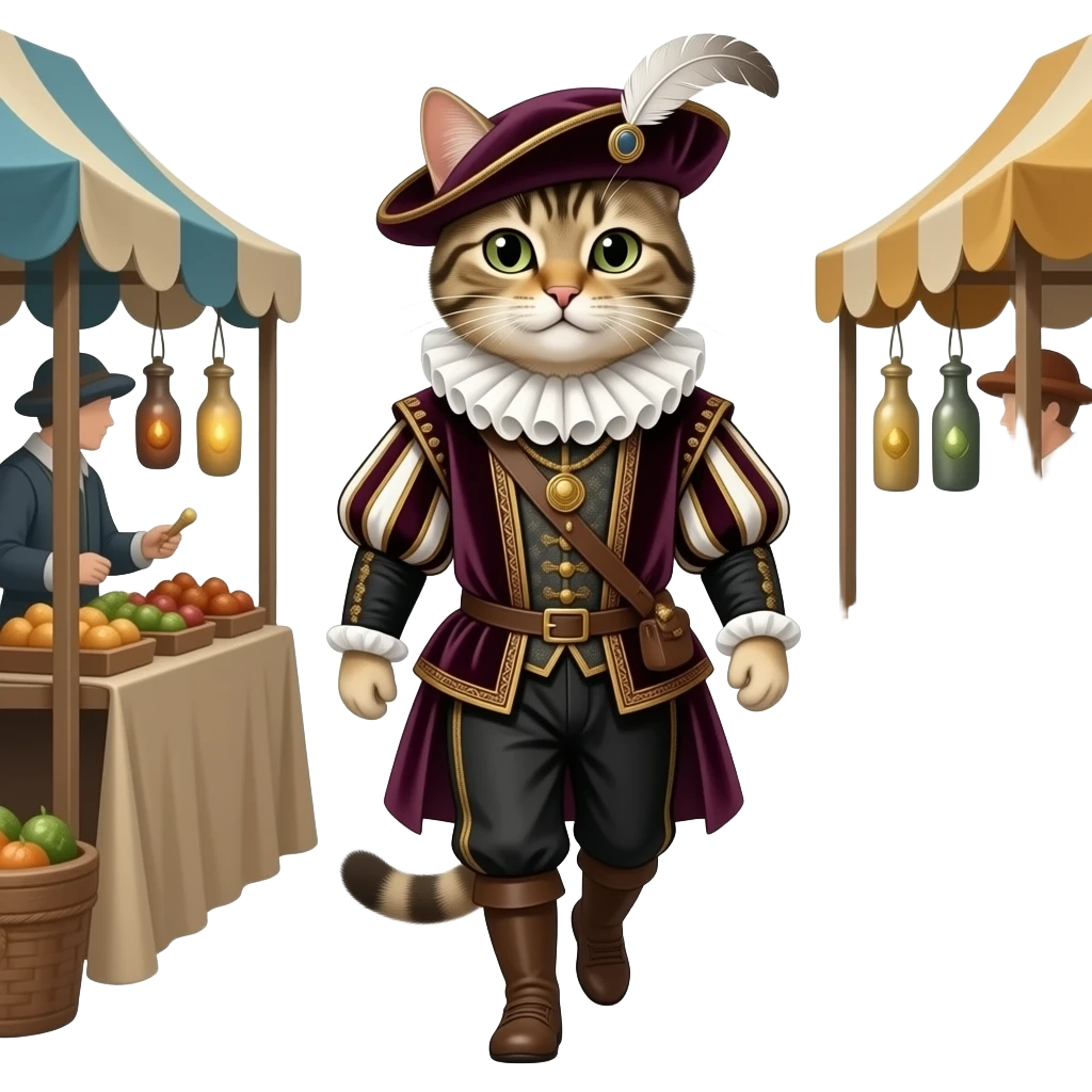a cat dressed for the renaissance faire emoji