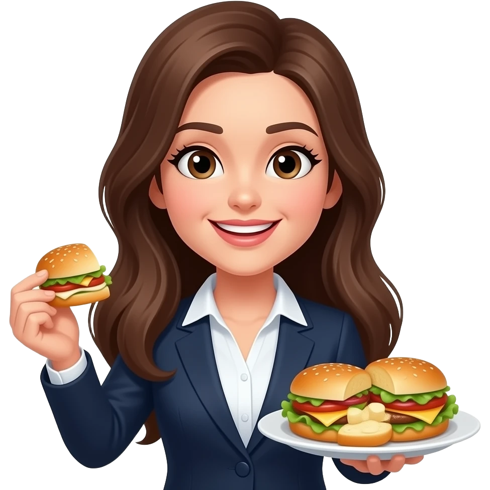 Food, sillys og financewoman, long brown hair emoji