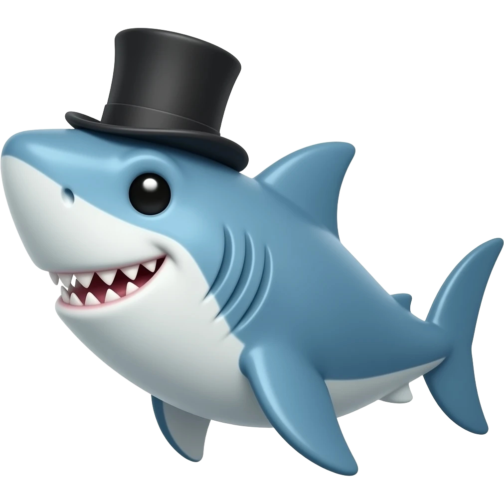 Shark with a top hat emoji