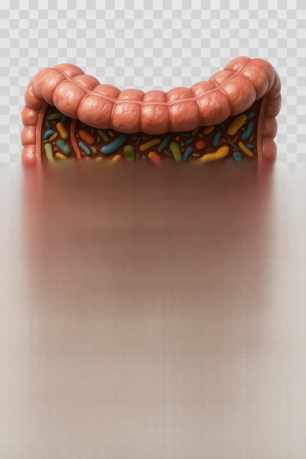 COLON DI UN INTESTINO UMANO ANATOMICO CON ALL'INTERNO PIENO DI BATTERI INTESTINALI, IPERREALISTICO 4K emoji