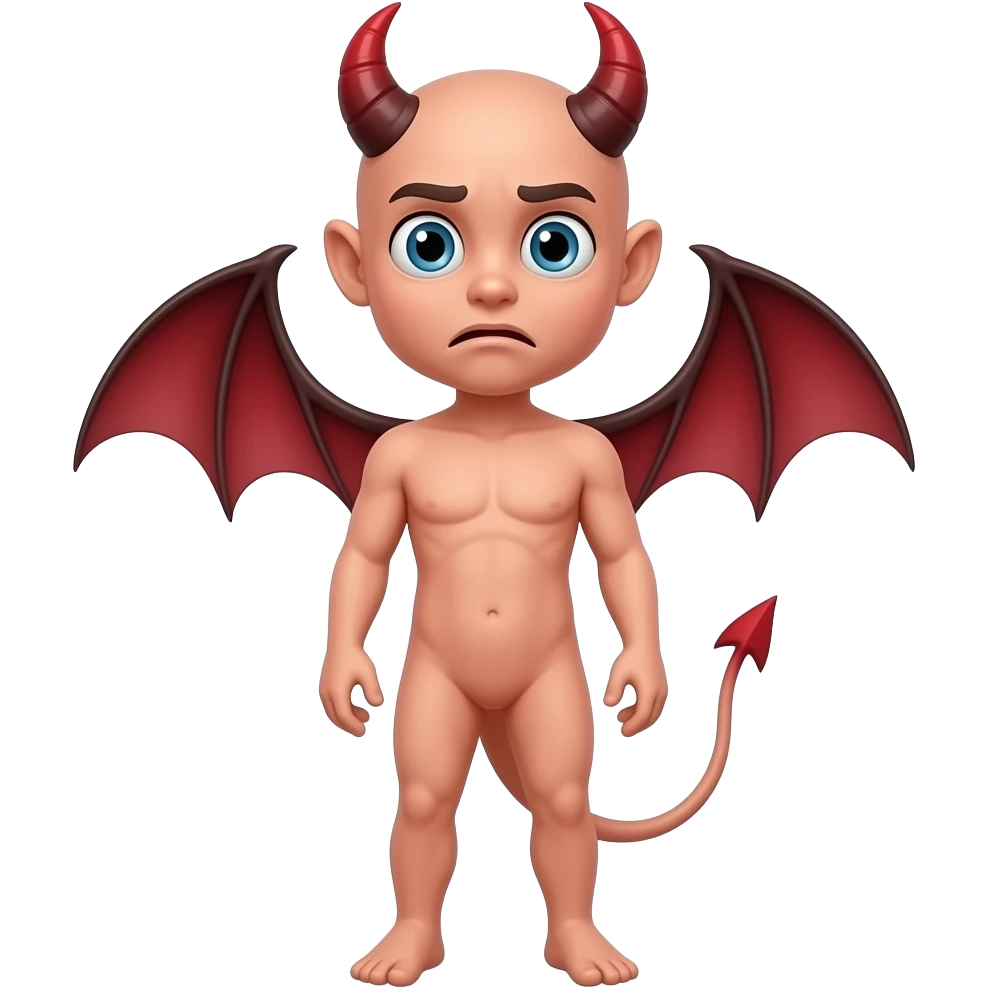 Naked demon full body and perple emoji