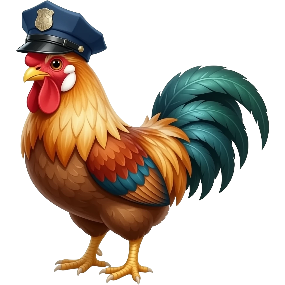 rooster police hat emoji
