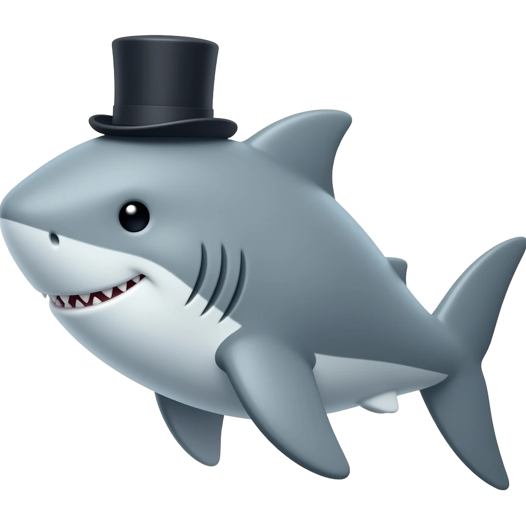 Shark with a top hat emoji